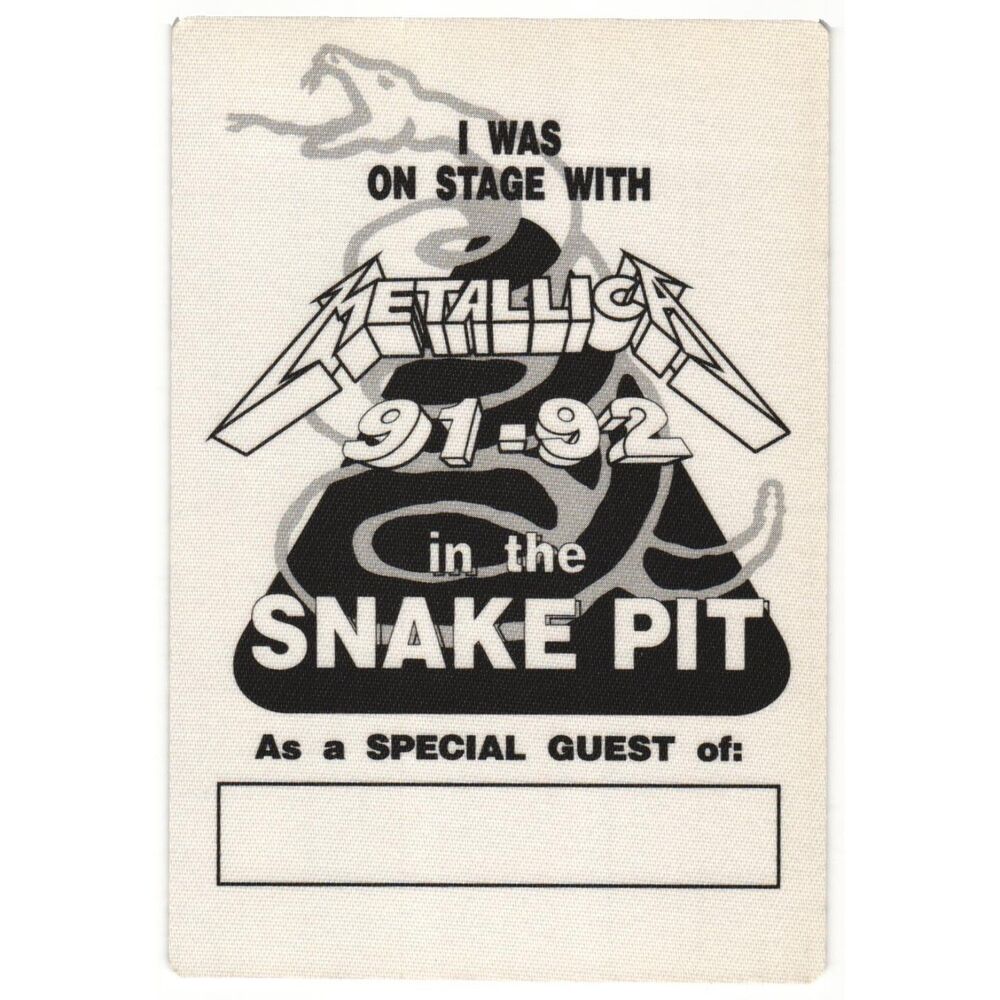 Vintage 1991 1992 Metallica Concert Backstage Pass Snake Pit